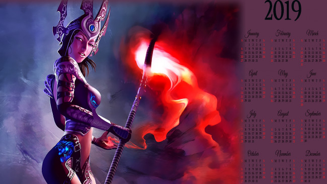 Обои картинки фото календари, фэнтези, пламя, девушка