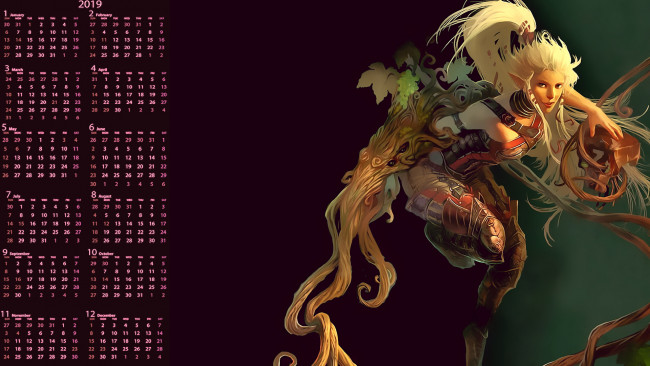 Обои картинки фото календари, фэнтези, существо, девушка
