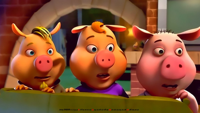 Обои картинки фото календари, кино,  мультфильмы, поросенок, свинья