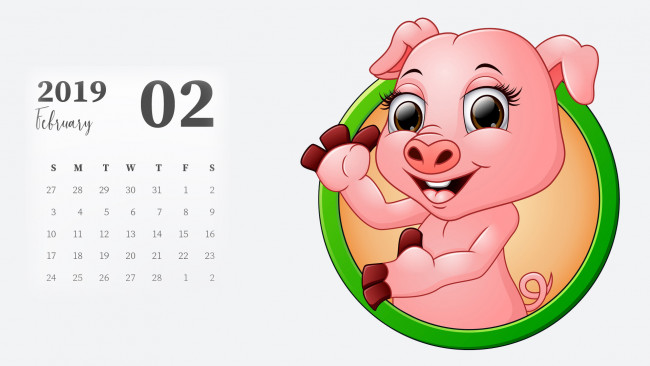 Обои картинки фото календари, рисованные,  векторная графика, поросенок, свинья