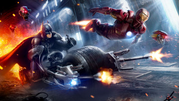 Картинка рисованное кино batman iron man