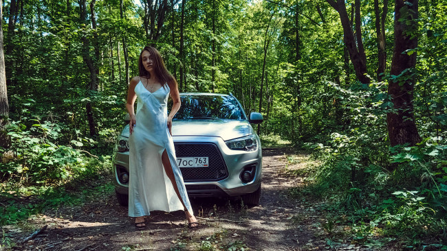 Обои картинки фото автомобили, -авто с девушками, mitsubishi, asx