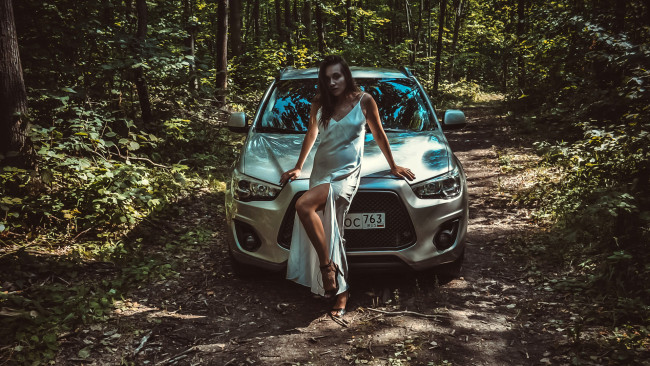 Обои картинки фото автомобили, -авто с девушками, mitsubishi, asx