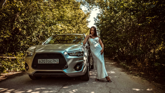 Обои картинки фото автомобили, -авто с девушками, mitsubishi, asx