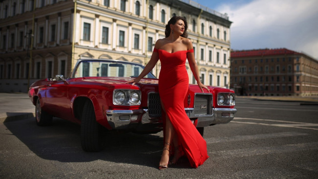 Обои картинки фото автомобили, -авто с девушками, oldsmobile, holiday