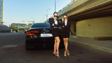 обоя автомобили, -авто с девушками, audi, девушки