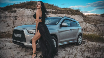 обоя автомобили, -авто с девушками, mitsubishi, asx