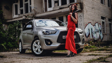 обоя автомобили, -авто с девушками, mitsubishi, asx