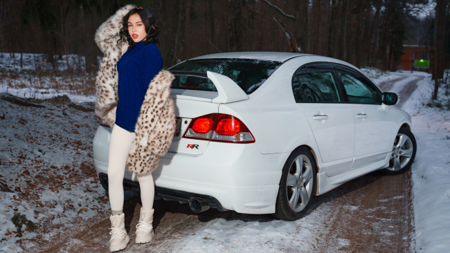 Обои картинки фото автомобили, -авто с девушками, honda, civic