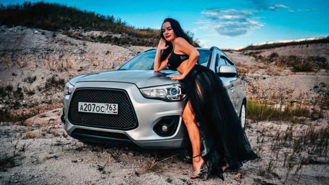 Обои картинки фото автомобили, -авто с девушками, mitsubishi, asx