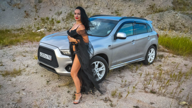 Обои картинки фото автомобили, -авто с девушками, mitsubishi, asx