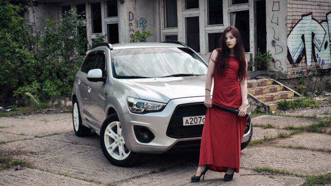 Обои картинки фото автомобили, -авто с девушками, mitsubishi, asx