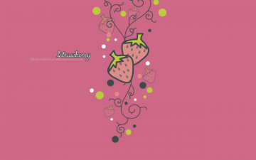 Картинка векторная графика розовый фон клубника завитушки