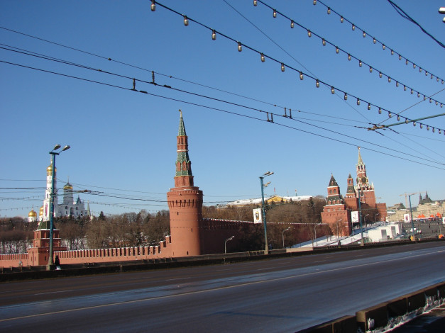 Обои картинки фото мост, через, москва, реку, города, россия