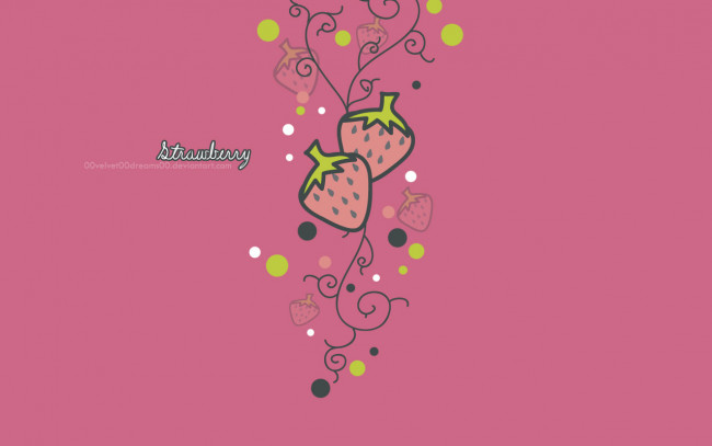 Обои картинки фото векторная, графика, розовый, фон, клубника, завитушки
