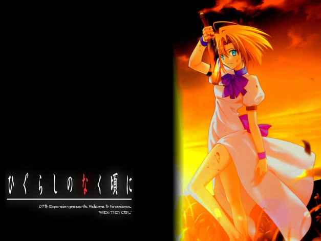 Обои картинки фото аниме, higurashi, no, naku, koro, ni, ryuuguu, rena