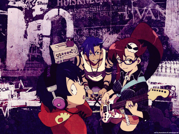 Обои картинки фото аниме, tengen, toppa, gurren, lagann, yoko, littner, simon, kamina