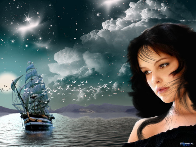 Обои картинки фото 4х3, фэнтези, девушки