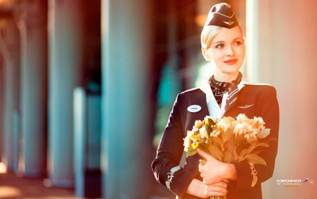 Обои картинки фото бренды, аэрофлот, стюардесса