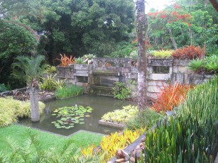 Картинка water gardens природа парк цветы водопад сад