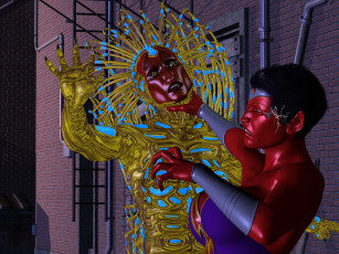 Картинка 3д+графика creatures+ существа драка существо супермен