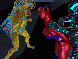 Картинка 3д+графика creatures+ существа робот драка существо супермен