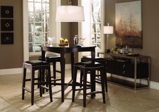 Картинка интерьер столовая стол стулья свечи