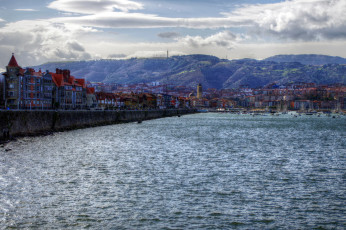 Картинка испания++страна+басков++getxo города -+улицы +площади +набережные getxo страна басков испания сумерки дома река