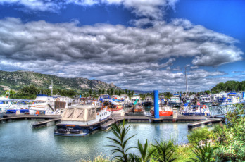 Картинка корабли порты+ +причалы причалы яхты облака