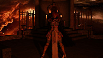 Картинка 3д+графика fantasy+ фантазия девушка меч