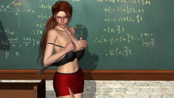 Картинка 3д+графика people+ люди доска учительница очки