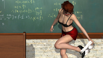 Картинка 3д+графика people+ люди учительница доска очки