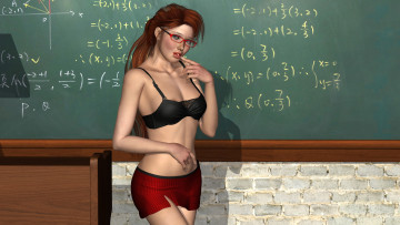 Картинка 3д+графика people+ люди учительница очки доска