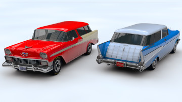 Картинка автомобили 3д 1956 1957 chevy nomad