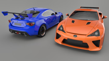 Картинка автомобили 3д lexus lfa and subaru brz