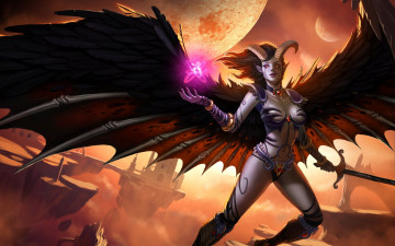 Картинка фэнтези демоны волшебство меч рога