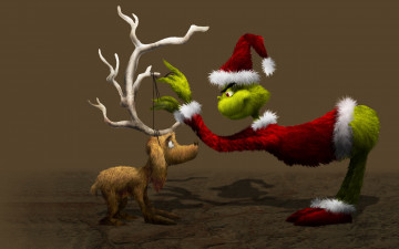Картинка гринч+—+похититель+рождества 3д+графика humor+ юмор олень новый год grinch гринч