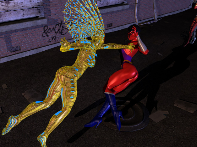 Обои картинки фото 3д графика, creatures , существа, драка, существо, супермен