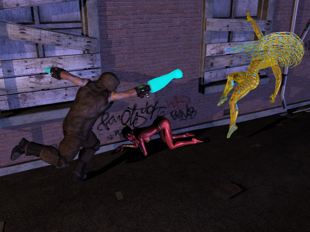 Обои картинки фото 3д графика, creatures , существа, драка, супермен, существо