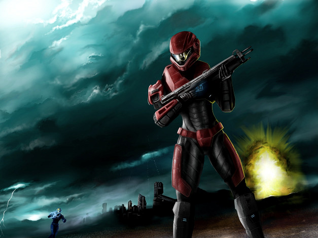 Обои картинки фото halo, видео игры, halo 3, солдат, оружие