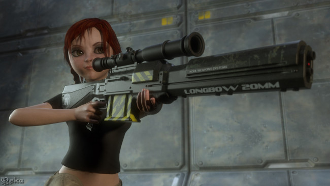 Обои картинки фото 3д графика, fantasy , фантазия, девушка, оружие