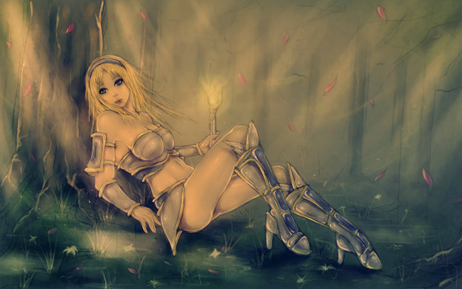 Обои картинки фото фэнтези, девушки, дерево