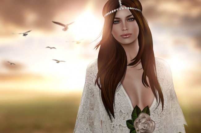 Обои картинки фото 3д графика, people , люди, улыбка, девушка