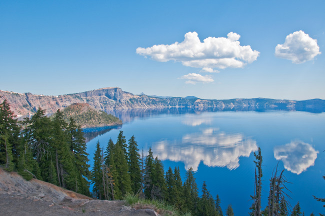 Обои картинки фото oregon, природа, реки, озера, небо, облака, озеро, горы, деревья, лес