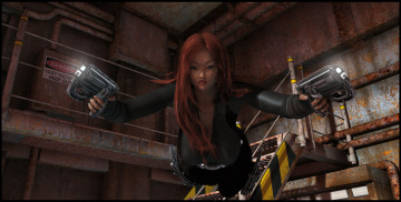 Картинка 3д+графика фантазия+ fantasy девушка взгляд фон оружие