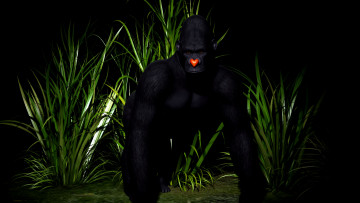 Картинка 3д+графика животные+ animals обезьяна