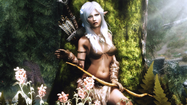 Обои картинки фото 3д графика, эльфы , elves, эльфийка, взгляд, фон