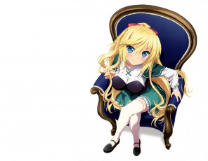 обоя аниме, absolute duo, кресло, девушка