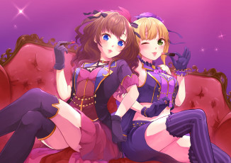Картинка аниме idolm@ster диван девушки фон взгляд помада