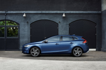 обоя автомобили, volvo, синий, 2016г, r-design, v40, t5